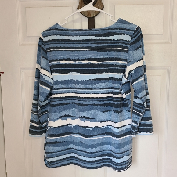 (429) Ruby Rd.  Woman's Casual 3/4 Sleeve Blouse, Size: Medium Color: Blue - Picture 11 of 14